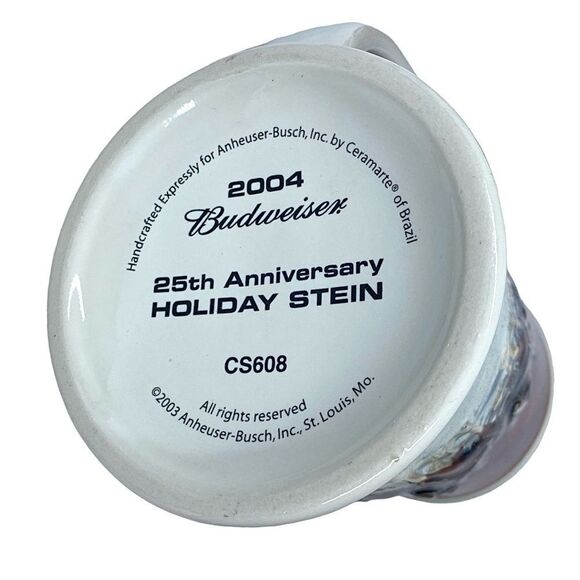 Budweiser 25th Anniversary Holiday Stein Vintage 2004 Limited Edition - Picture 6 of 9